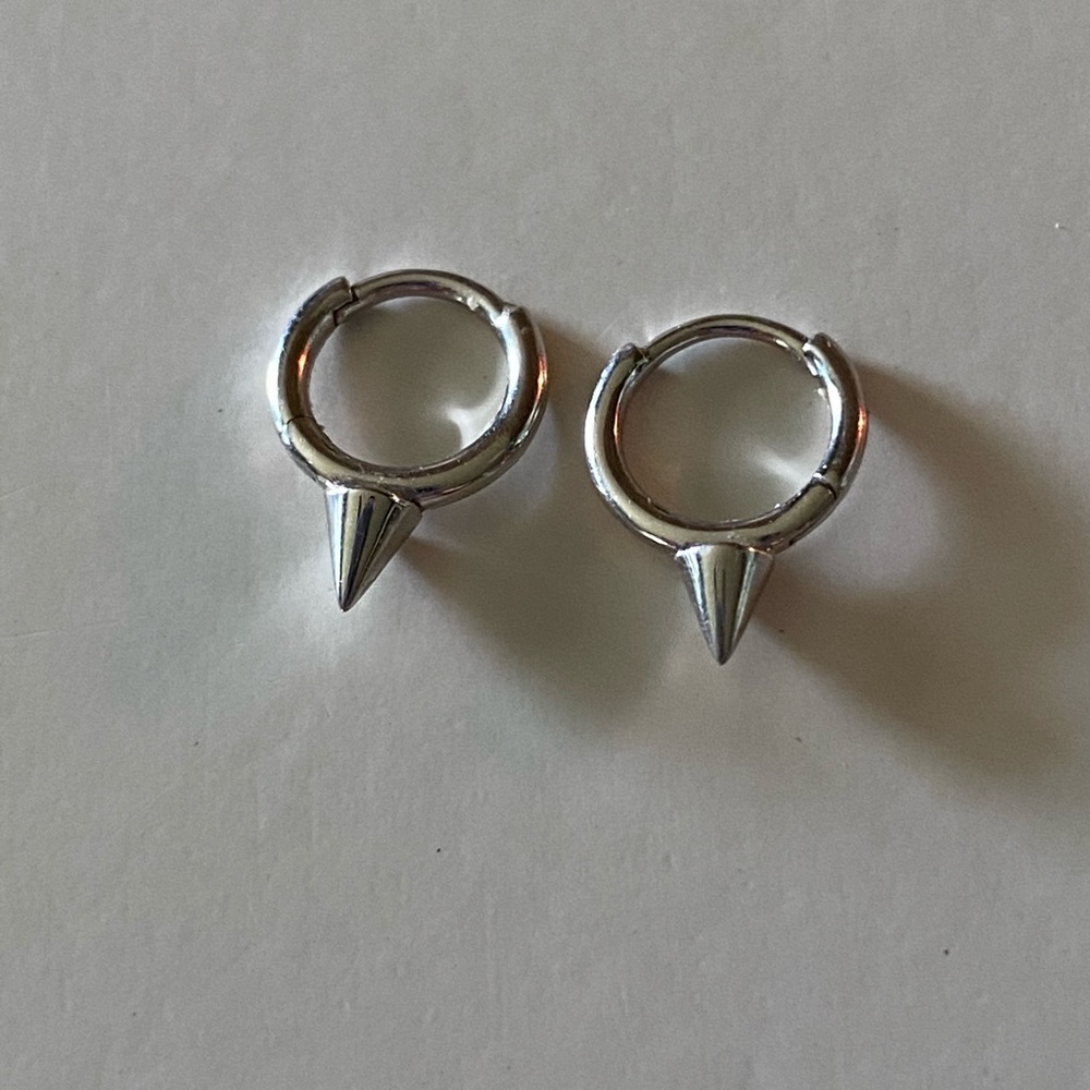 Maria Tash Silver Spike Hoop Earrings